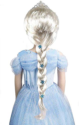 Perruque Elsa de la Reine des Neiges pour enfants avec diadè