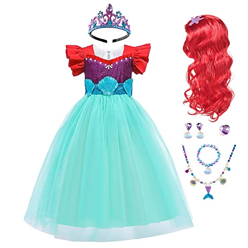 IDOPIP Deguisement Robe Sirène Princesse Ariel pour Enfant F
